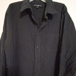 Beverly Hills Polo Club Dress Shirt Size XXL Black Striped Button Down 2XL Mens